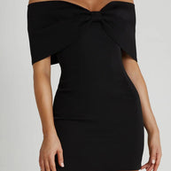WW | Sexy Celebrities Uni mit Schleife Off the Shoulder Gewickelt Rock Kleider