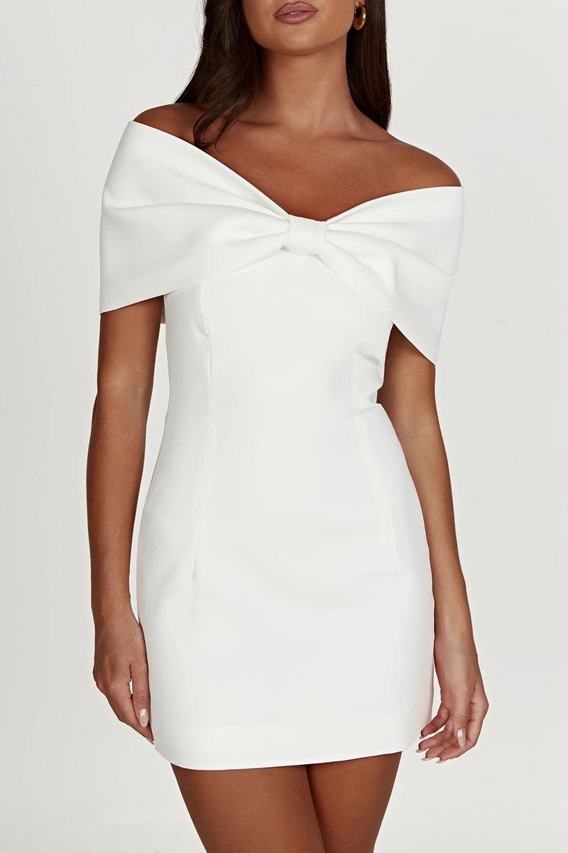 WW | Sexy Celebrities Uni mit Schleife Off the Shoulder Gewickelt Rock Kleider