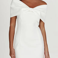 WW | Sexy Celebrities Uni mit Schleife Off the Shoulder Gewickelt Rock Kleider