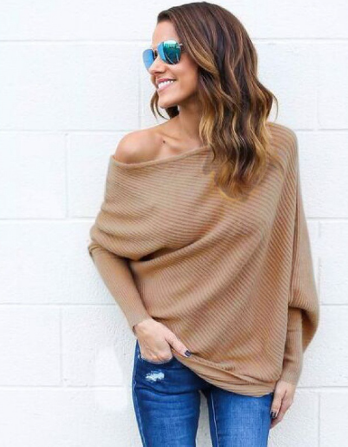 W&W Mode Sexy schulterfreier Pullover