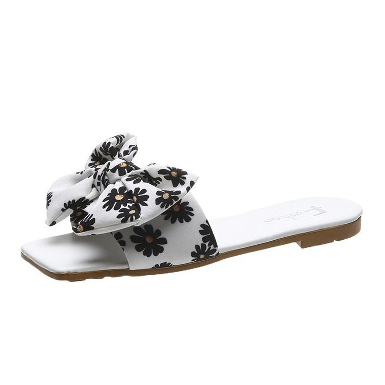 Damen modische Slipper mit verspieltem Blumenmuster und eleganten Schleifen WW