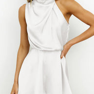 WW | Elegante Einfarbige Falt-Halteroverall