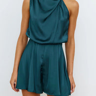 WW | Elegante Einfarbige Falt-Halteroverall