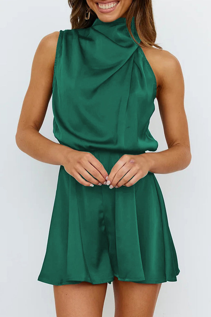 WW | Elegante Einfarbige Falt-Halteroverall