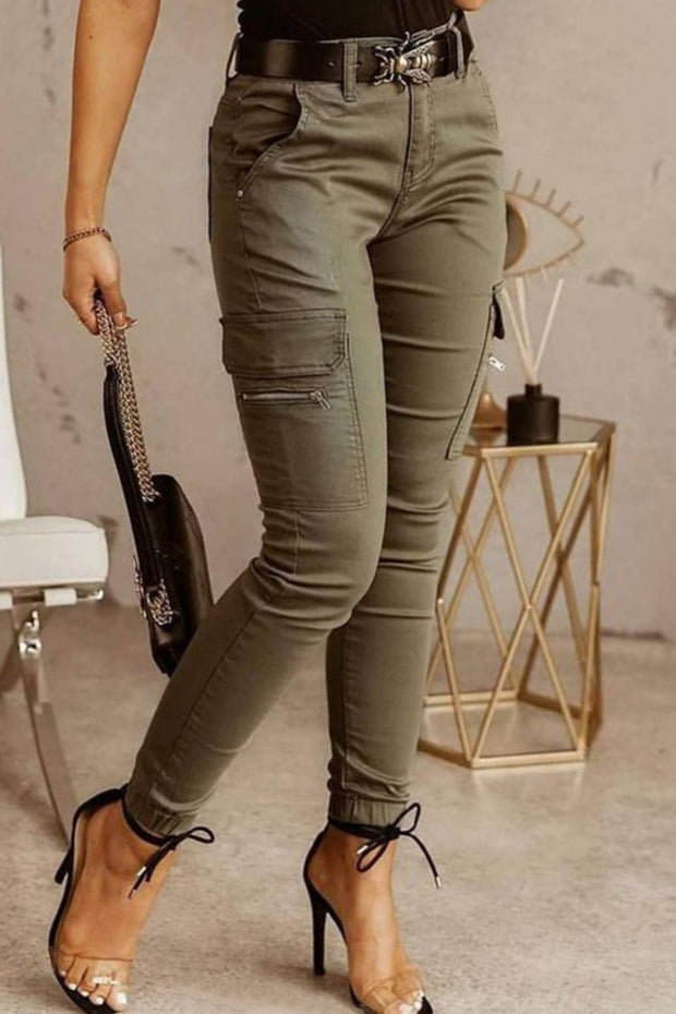 WW | Lässige einfarbige Patchwork Skinny Mid Waist Bleistift-Hosen- 3 Farben