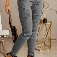 WW | Lässige einfarbige Patchwork Skinny Mid Waist Bleistift-Hosen- 3 Farben