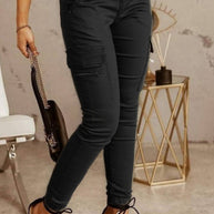 WW | Lässige einfarbige Patchwork Skinny Mid Waist Bleistift-Hosen- 3 Farben