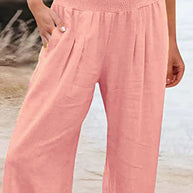 W&W - Einfache Hose mit hoher Taille und weitem Bein, einfarbig, mittlere Länge