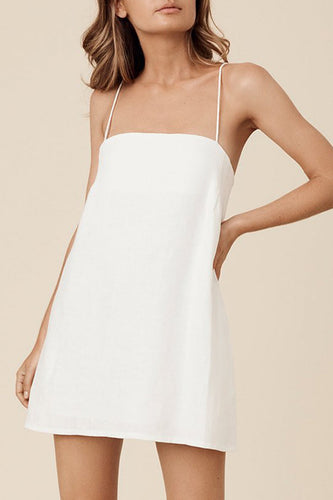 WW | Lässige Einfarbige Rückenfreie Trägerkleider