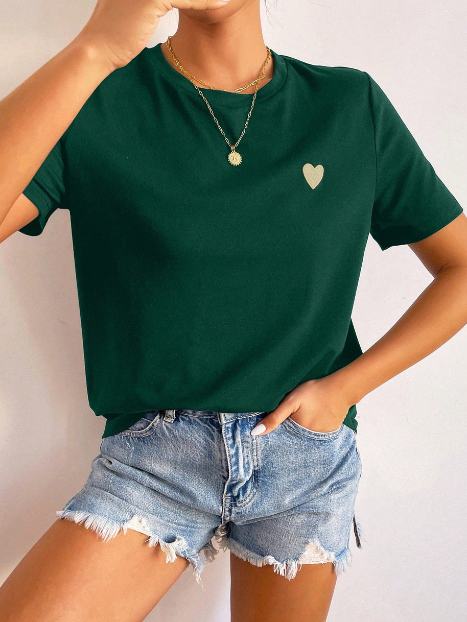 WW | Damen T-Shirt Mit Herz Detail Minimalistisch, Lässig & Kombinationsstark