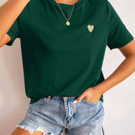 WW | Damen T-Shirt Mit Herz Detail Minimalistisch, Lässig & Kombinationsstark