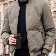 WW | Baseballkragen Reißverschluss Solides Fleece Mit Taschen Winterjacke Für Herren - Perfekt für Outdoor-Aktivitäten