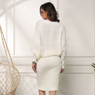 WW | Lockere Fledermausärmel Pulloverkleid
