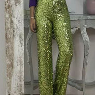 WW | Gerade Hose Mit Hohem Bund Und Pailletten Für Damen