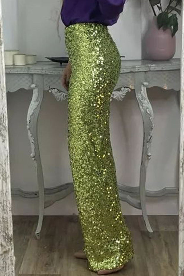 WW | Gerade Hose Mit Hohem Bund Und Pailletten Für Damen