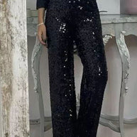 WW | Gerade Hose Mit Hohem Bund Und Pailletten Für Damen