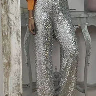 WW | Gerade Hose Mit Hohem Bund Und Pailletten Für Damen