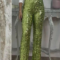 WW | Gerade Hose Mit Hohem Bund Und Pailletten Für Damen