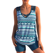 WW Tankini-Set | Sommerliches Tankini-Set mit geometrischem V-Ausschnitt