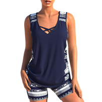 WW Tankini-Set | Sommerliches Tankini-Set mit geometrischem V-Ausschnitt