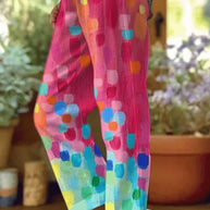 WW | Lässige florale Patchwork lockere Mittel Taille gerade Volldruck Hosen