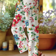 WW | Lässige florale Patchwork lockere Mittel Taille gerade Volldruck Hosen