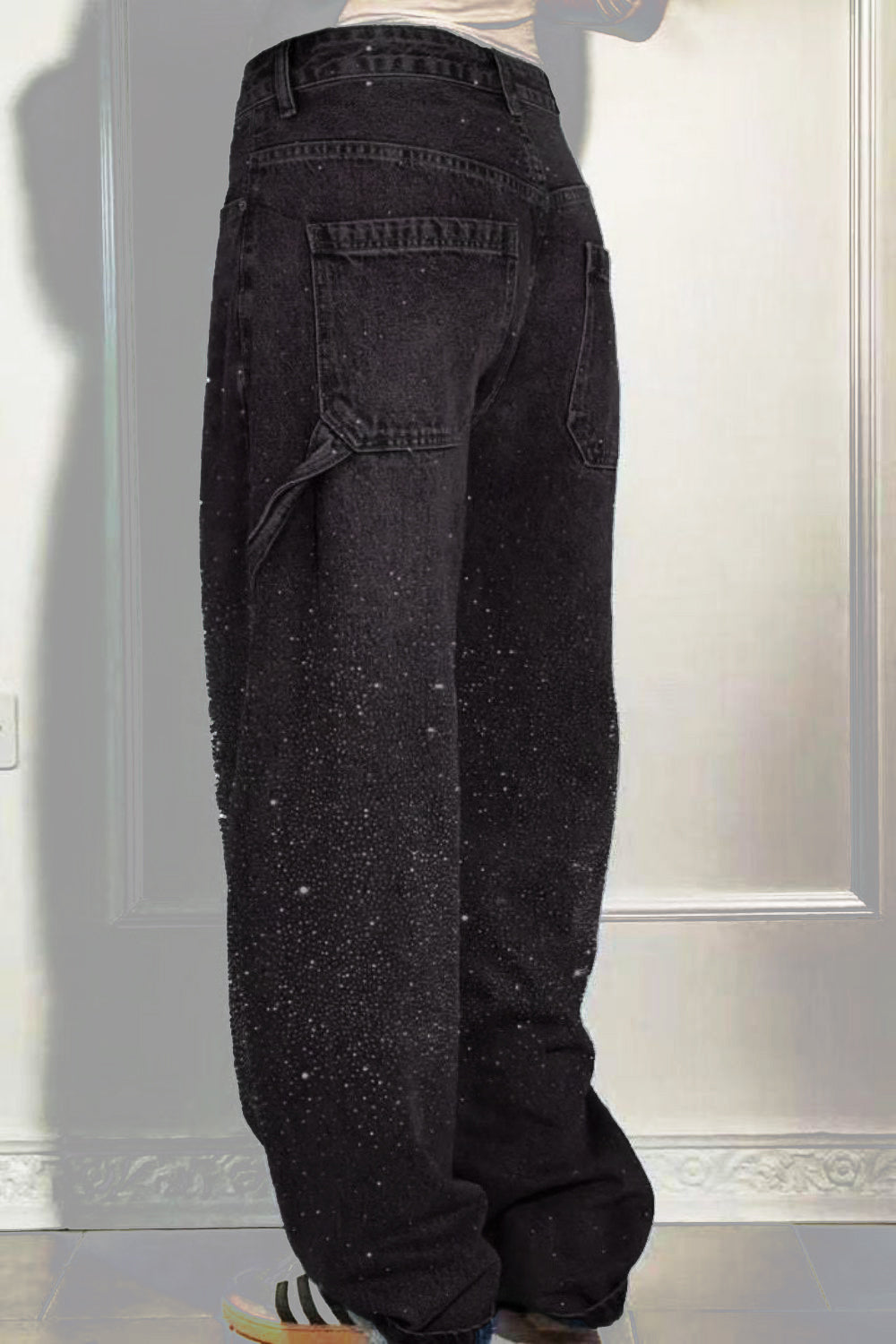 W&W Mode | Damen Gewaschene Jeans Mit Strassdetails Im Weiten Schnitt
