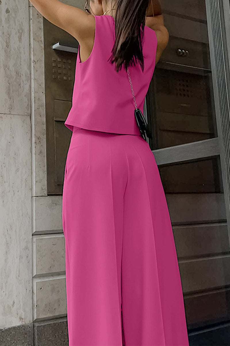 WW | Zweiteiliges Ärmelloses Business Lässig Ensemble