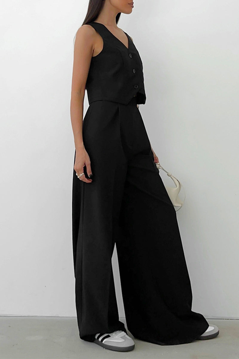 WW | Zweiteiliges Ärmelloses Business Lässig Ensemble