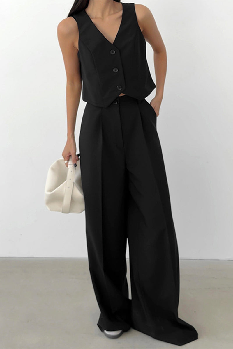 WW | Zweiteiliges Ärmelloses Business Lässig Ensemble