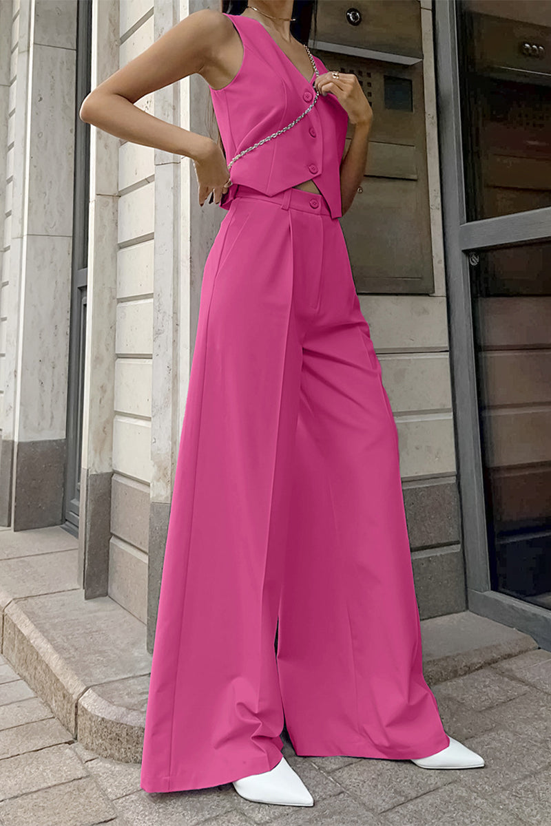 WW | Zweiteiliges Ärmelloses Business Lässig Ensemble