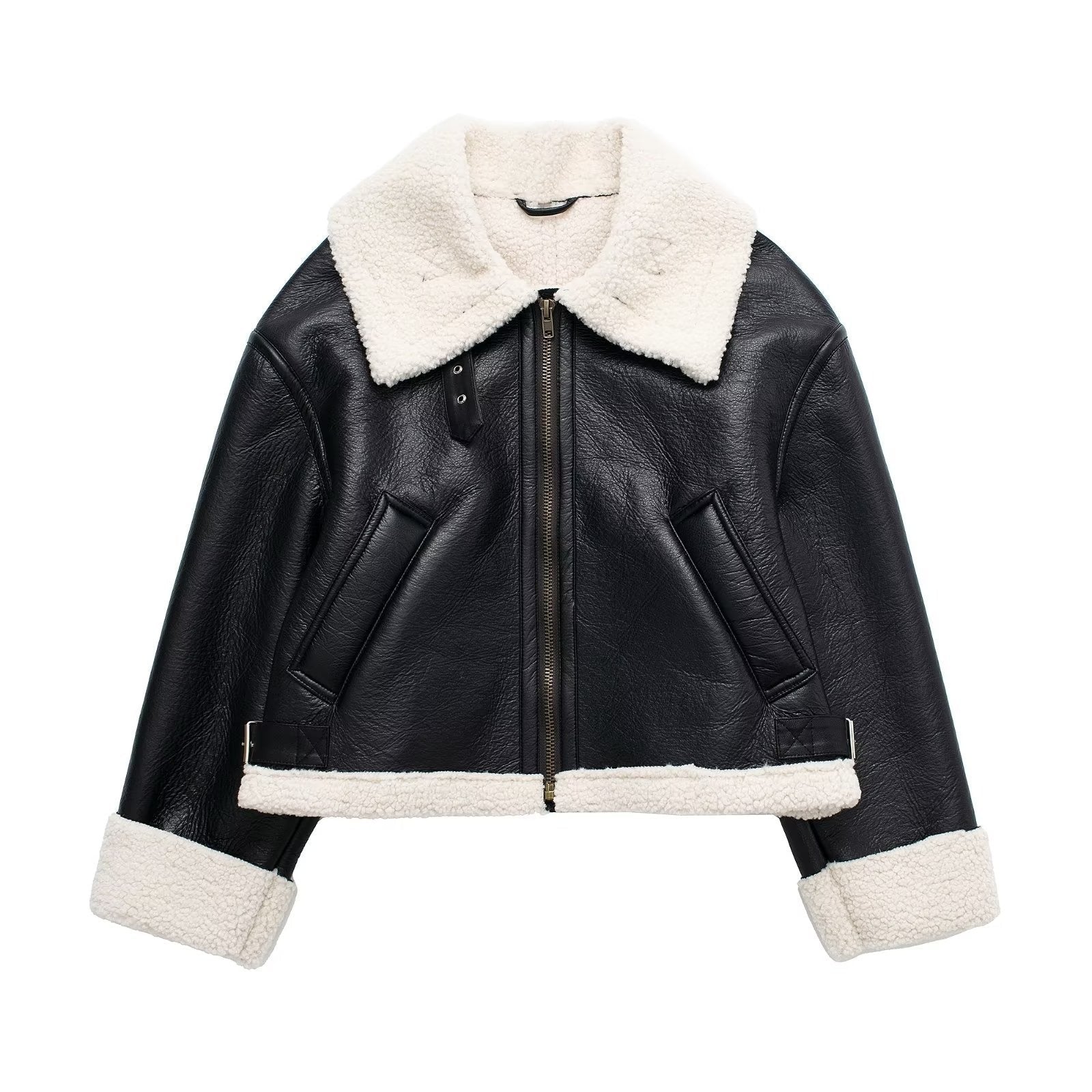 WW | Klassische Kurze Jacke Aus Fell Und Leder