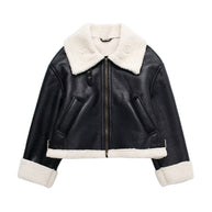 WW | Klassische Kurze Jacke Aus Fell Und Leder
