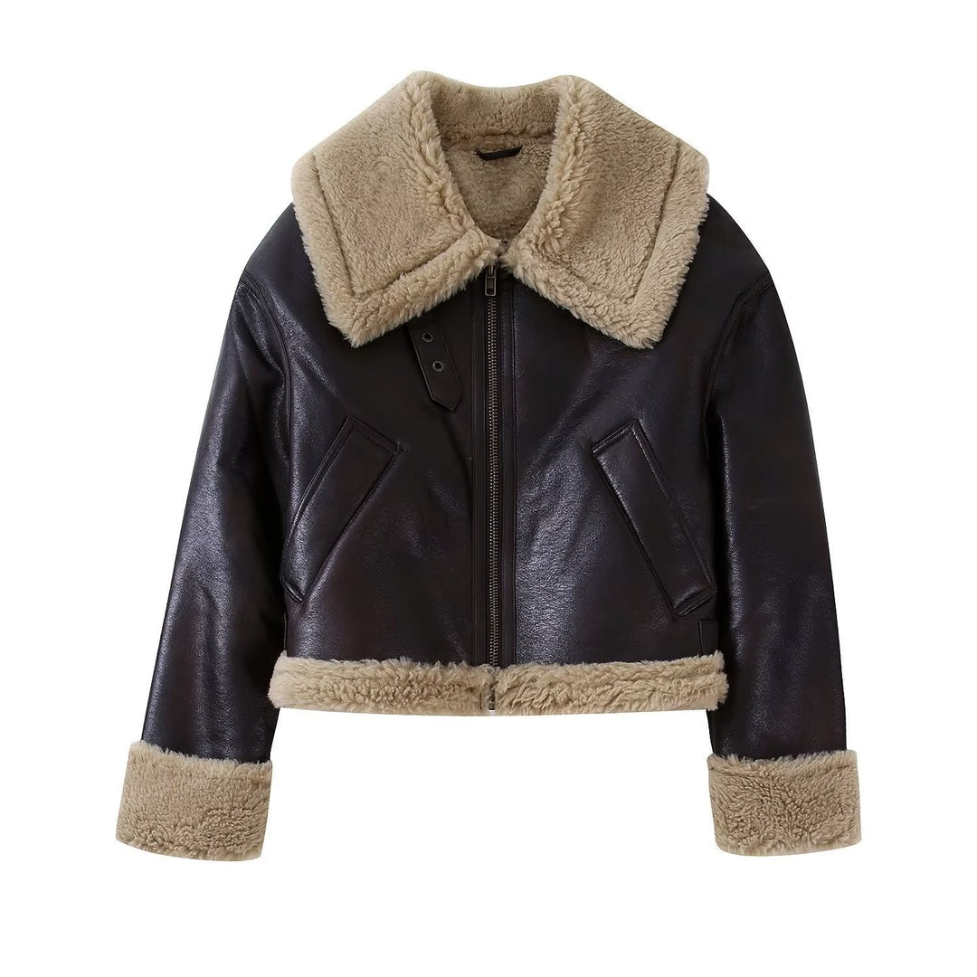 W&W Mode | Klassische Kurze Jacke Aus Fell Und Leder