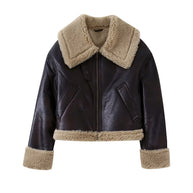 WW | Klassische Kurze Jacke Aus Fell Und Leder