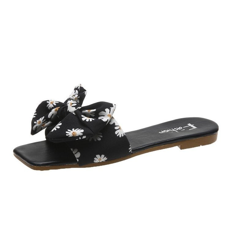 Damen modische Slipper mit verspieltem Blumenmuster und eleganten Schleifen WW