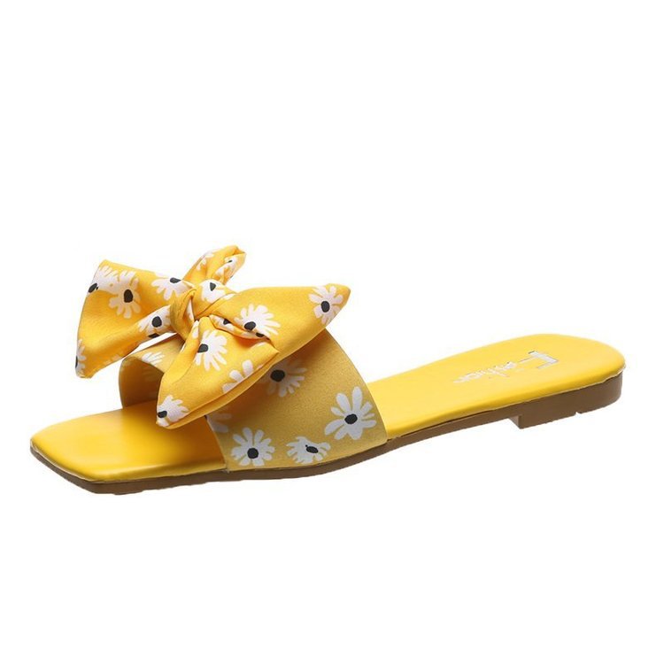 Damen modische Slipper mit verspieltem Blumenmuster und eleganten Schleifen WW