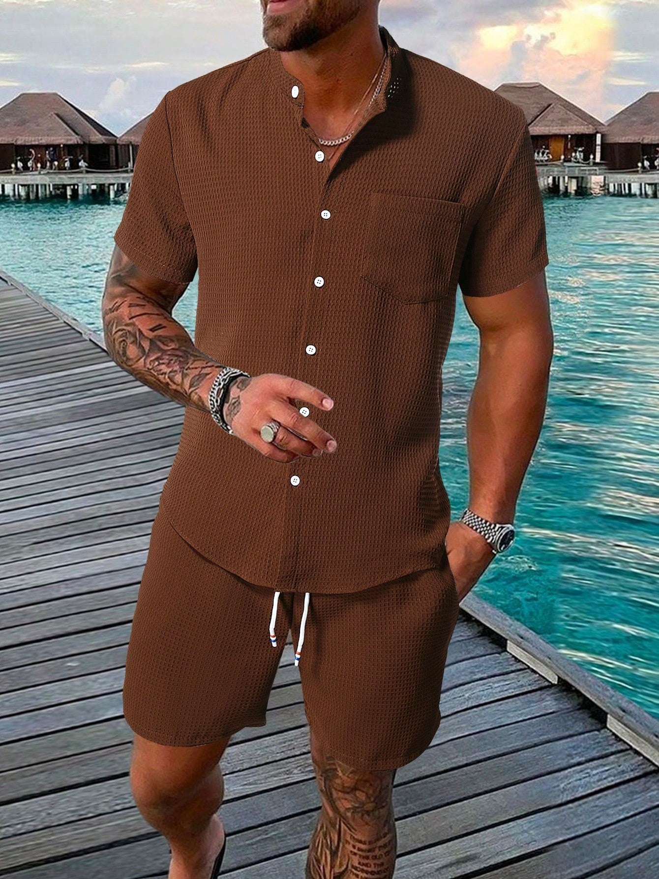 WW | Ärmelshirt Und Shorts Satz Für Männer
