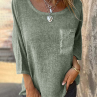WW | Lässige Farbblocktaschen O-Ausschnitt T-Shirts - 4 Farben