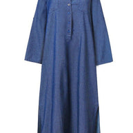 WW | Lässig Einfarbig Tasche Umgeschlagen Kragen Lange Ärmel Regulär Denim Kleider - 3 Farben