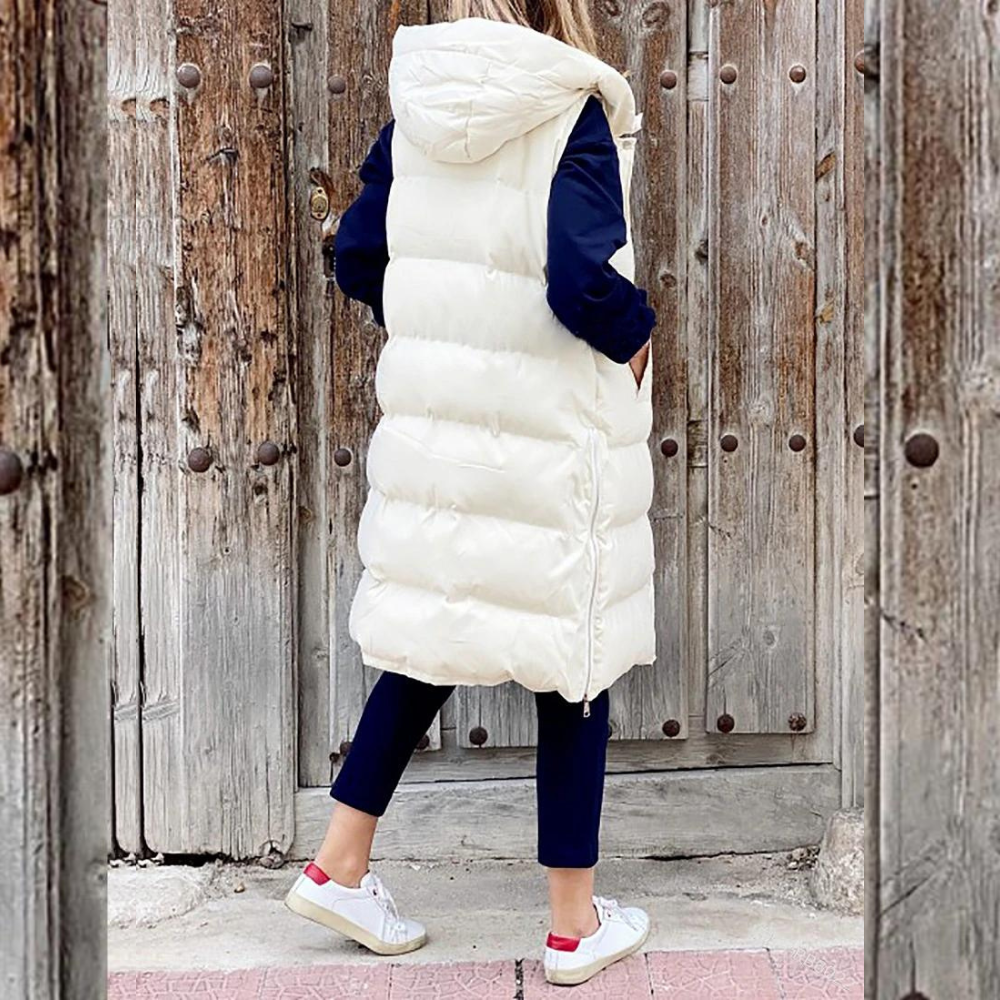 WW | Stylische Lange Weste Mit Kapuze