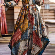 WW | Lässige Street National Totem Print V-Ausschnitt Lockere Jumpsuits