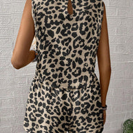 WW | Leopardmuster Lässiges Top Und Shorts Satz