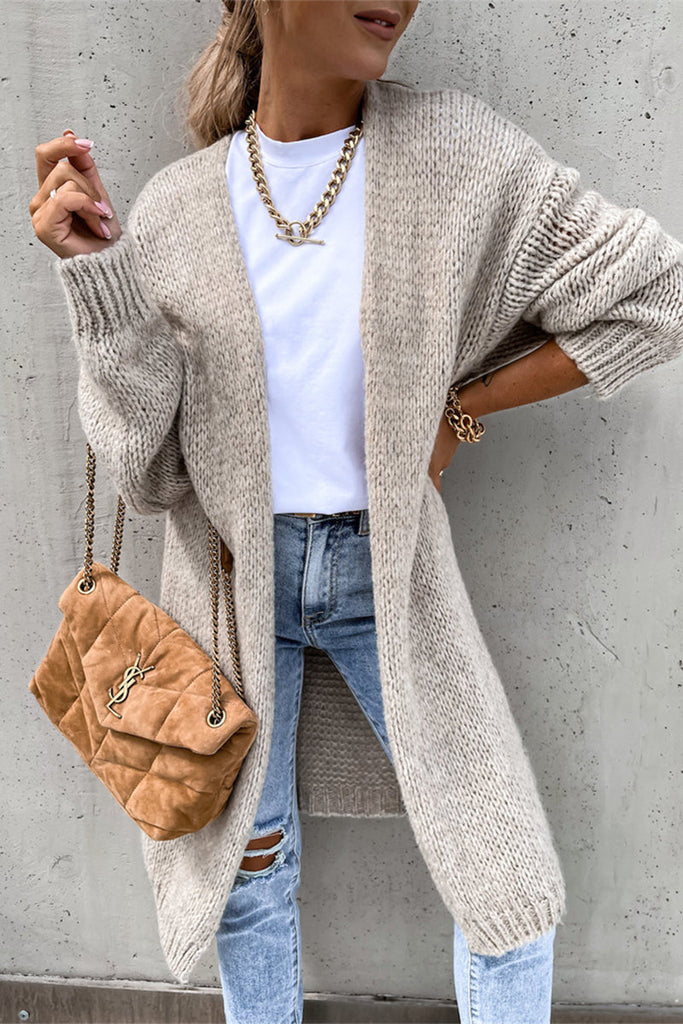 WW | Lässiger täglicher einfarbiger gewebter Cardigan-Kragen Cardigans - 3 Farben