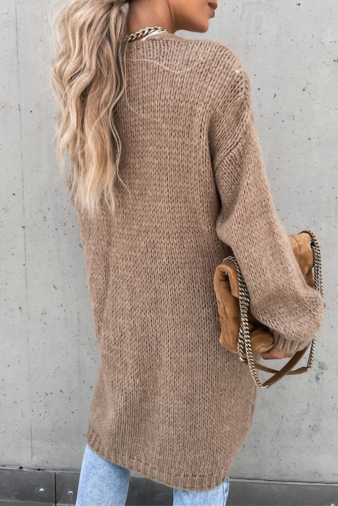 WW | Lässiger täglicher einfarbiger gewebter Cardigan-Kragen Cardigans - 3 Farben