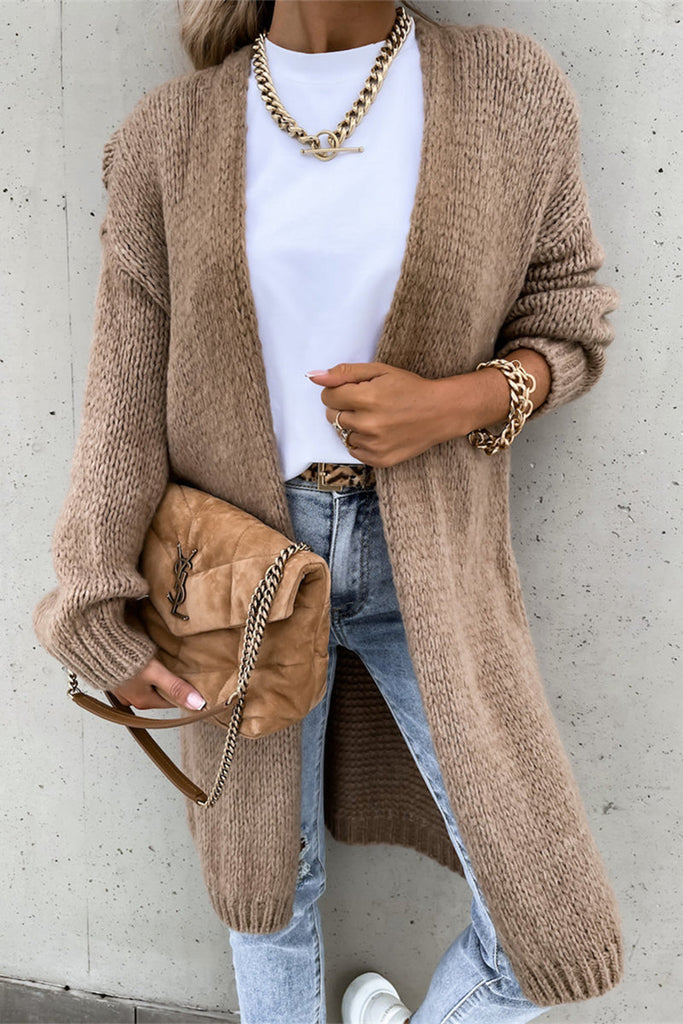 WW | Lässiger täglicher einfarbiger gewebter Cardigan-Kragen Cardigans - 3 Farben