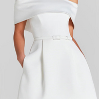 WW | Sexy Einfarbige Tasche Schnürung Off Shoulder A Linie Kleider - 3 Farben