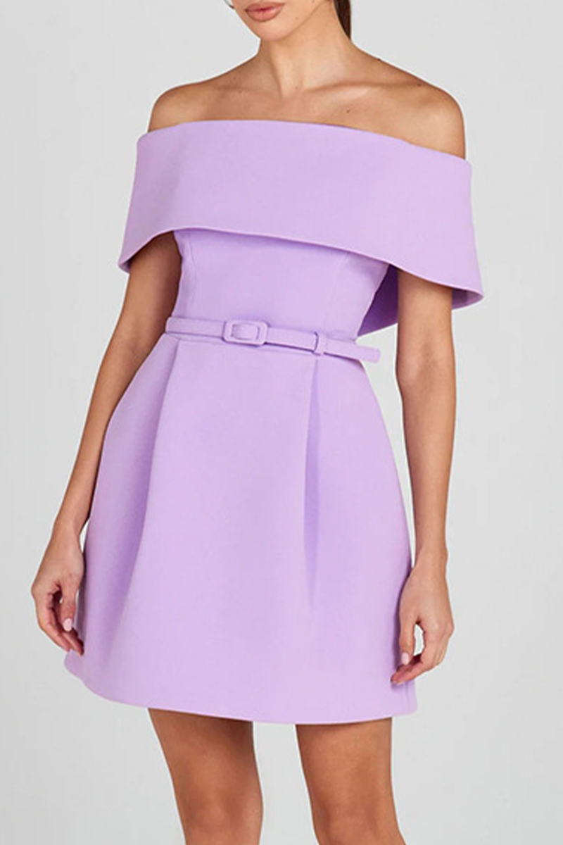 WW | Sexy Einfarbige Tasche Schnürung Off Shoulder A Linie Kleider - 3 Farben