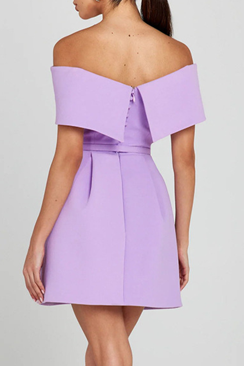WW | Sexy Einfarbige Tasche Schnürung Off Shoulder A Linie Kleider - 3 Farben