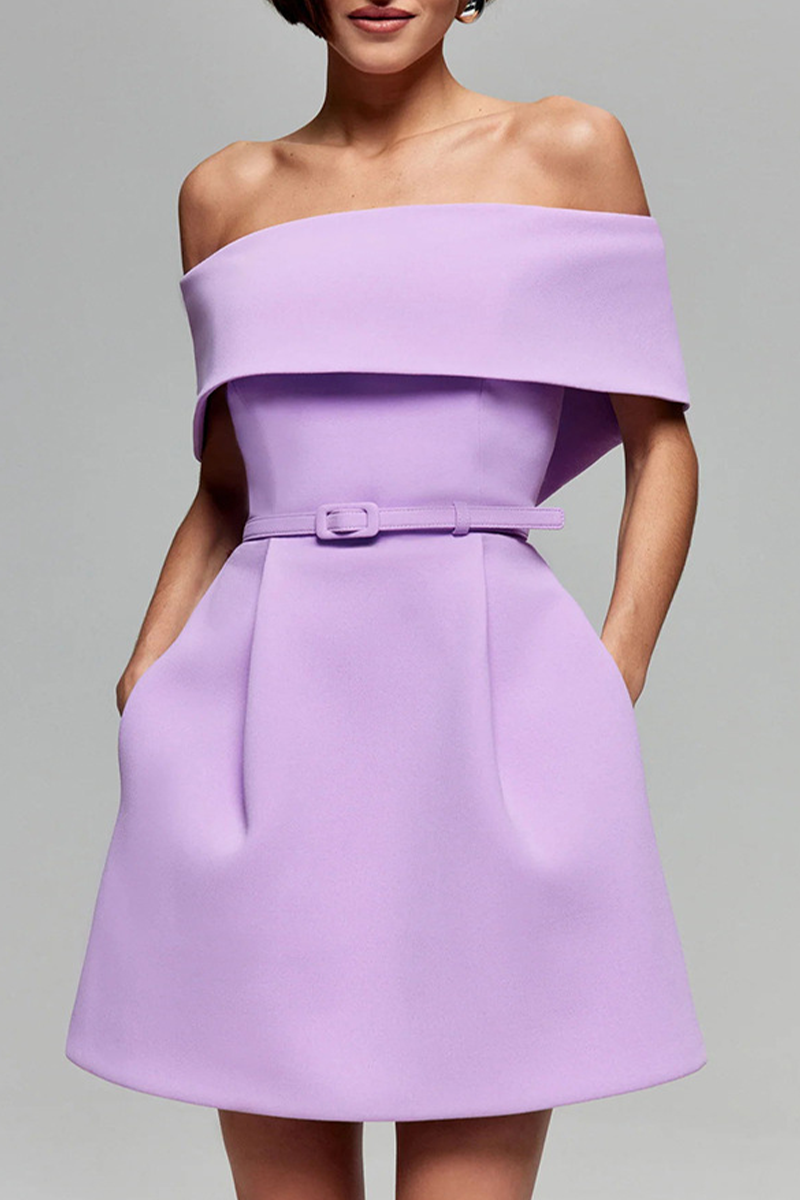 WW | Sexy Einfarbige Tasche Schnürung Off Shoulder A Linie Kleider - 3 Farben